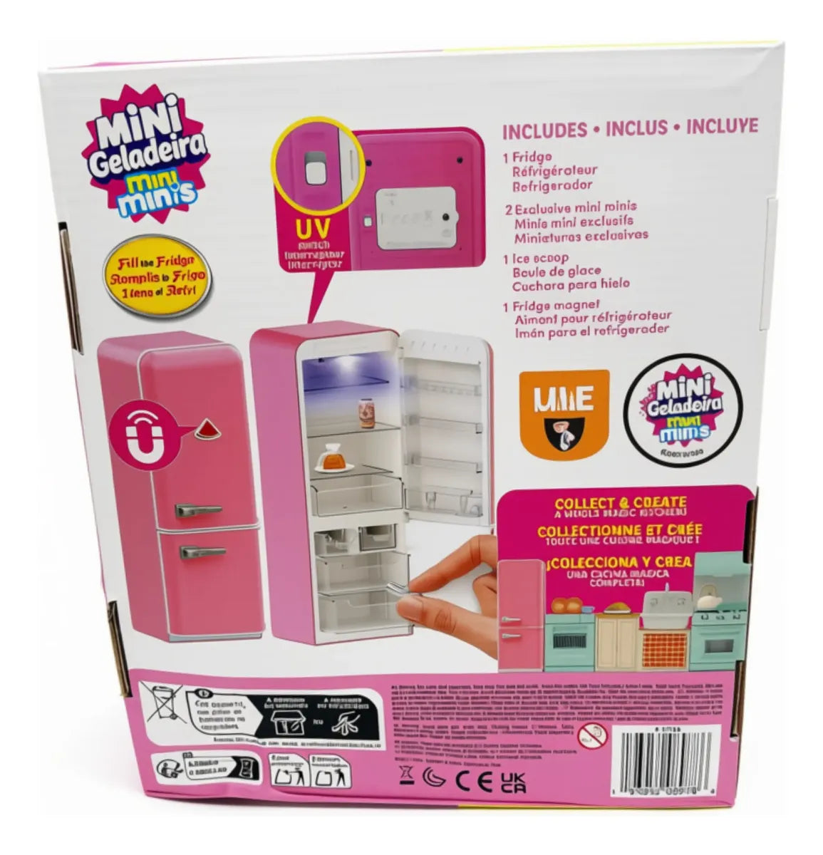 Kit Heladera rosa mini brands + 2 bolas con accesorios