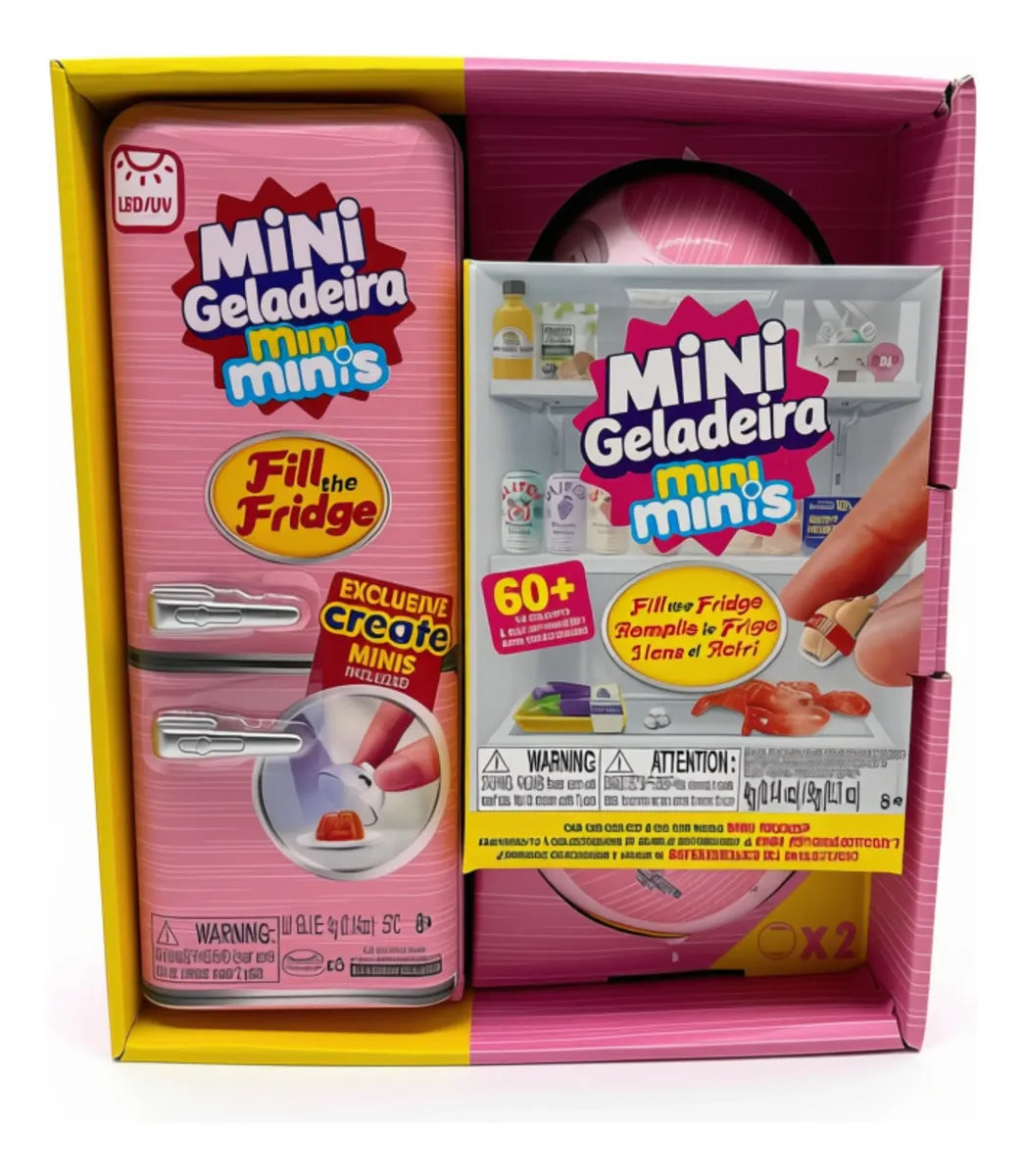 Kit Heladera rosa mini brands + 2 bolas con accesorios
