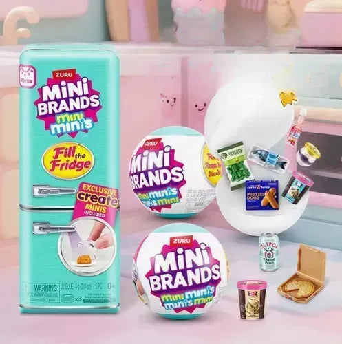 Kit Heladera verde agua mini brands + 2 bolas con accesorios