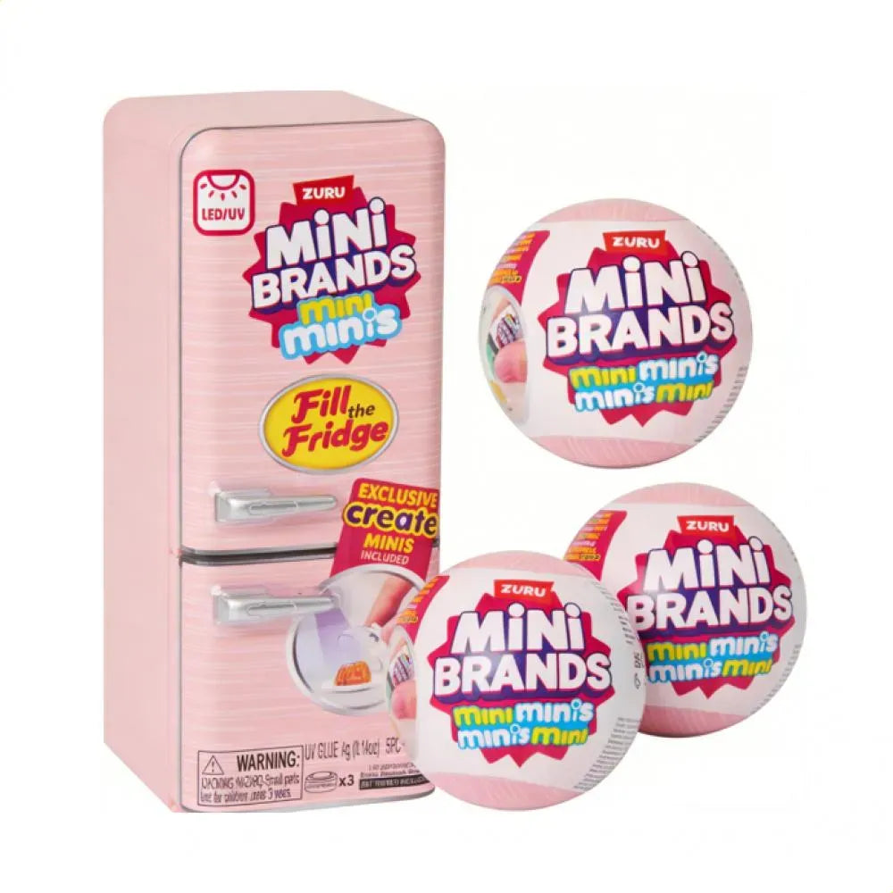 Kit Heladera rosa mini brands + 2 bolas con accesorios